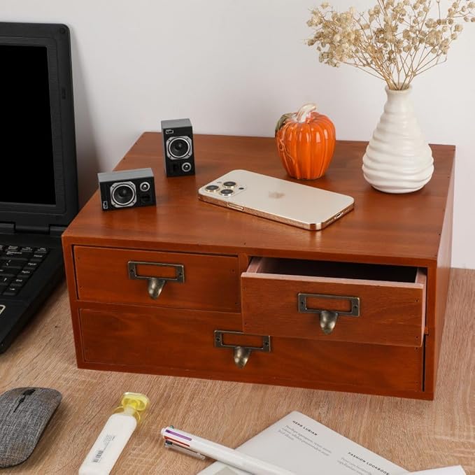 Wooden Storage Box Countertop Drawers Vintage Wooden Drawers Apothecary Cabinet Wood Desktop Organizer Box Library Card Catal