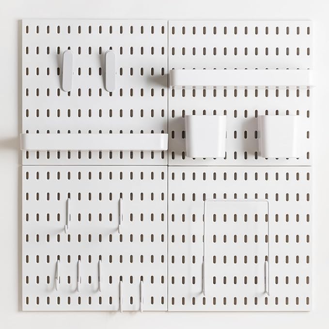 8-Pack 22"x44" Plastic Pegboard Panels Durable Modular Organizer Boards for Wall Storage, Garage, Workshop & Craft Room – Lig