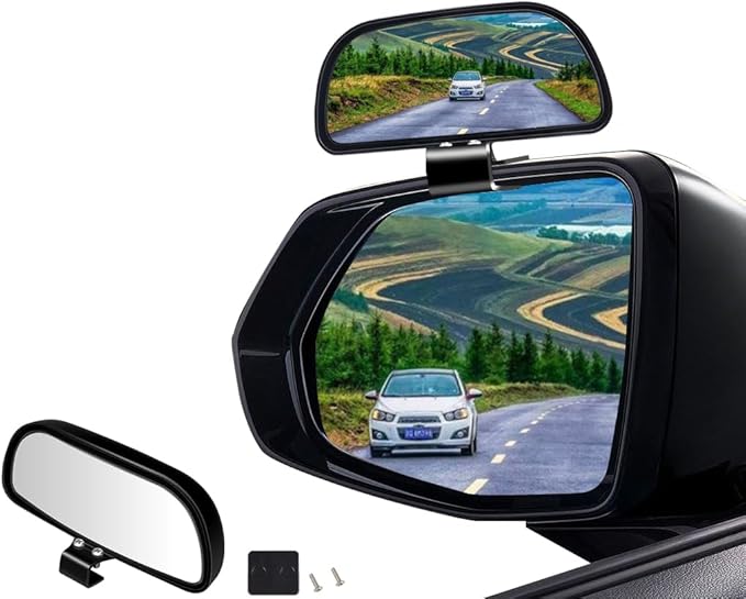 Large 5.7" Adjustable Mounted Blind Spot Mirror Fix with Screws to Prevent Falling, HD Glass Wide Angle Side Rearview Mirror Universal Vehicle Mounted Mirror (1)