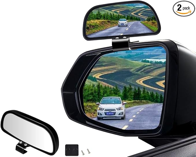 2PCS Large 5.7" Adjustable Mounted Blind Spot Mirror Fix with Screws to Prevent Falling, HD Glass Wide Angle Side Rearview Mirror Universal Vehicle Mounted Mirrors (2)