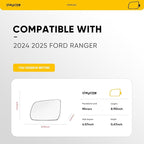 Compatible with 2024 2025 Ford Ranger Driver Side Mirror, Left Side Mirrors Replacement Glass, Power Heated