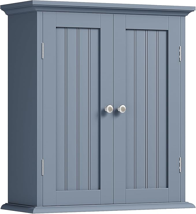 ChooChoo Bathroom Wall Cabinet, Over The Toilet Space Saver Storage Cabinet, Medicine Cabinet with 2 Door and Adjustable Shel