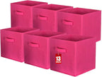 ShellKingdom Foldable Fabric Storage Cubes and Cloth Organizer Drawer for Closet and Toys, 13 X 13 X 13 INCH, 6 Pack (Fuchsia