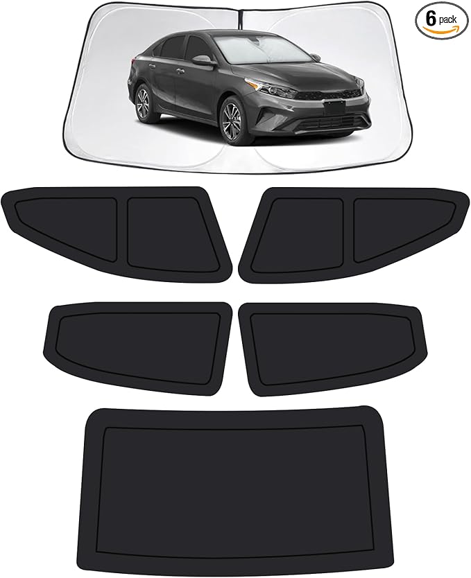 Car Window Shades for Kia Forte 2019-2024, Full Car Window Covers for Privacy, Sunshades for Forte Front Rear Windshield Side Windows to Block UV and Protect Privacy(6pcs)
