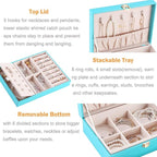 Voova Jewelry Box Organizer for Women Girls, 2 Layer Large Men Jewelry Storage Case, PU Leather Display Jewellery Holder with