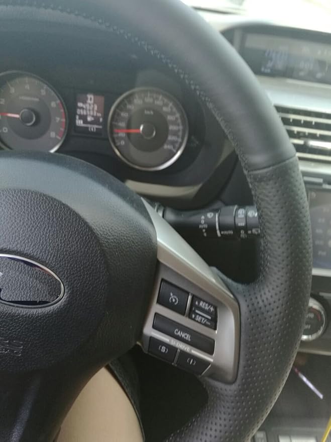 Eiseng DIY Steering Wheel Cover for Subaru Impreza 2013 2014 2015 2016 / Forester 2014-2016 / Outback Legacy 2012-2014 / XV Crosstrek 2013-2015 Interior Accessories Genuine Leather Sew (Black thread)