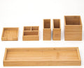 Bamboo Vanity Tray, 6-Piece Bathroom Countertop Vanity Tray Set, Makeup Kitchen Desk Organizer and Storage - Holds Small Item