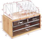 Ikee Design Bamboo Acrylic Makeup Organizer with 4 Drawers and Removable Top Lipstick Holders, Ideal for Make-up or Accessori