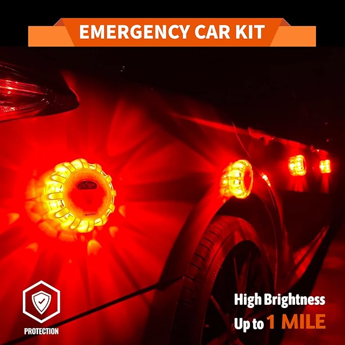 LED Road Flares 3 Pack Roadside Emergency Car Kit, Road Safety Flare Light USB Rechargeable (lithium battery),Safety Beacon W