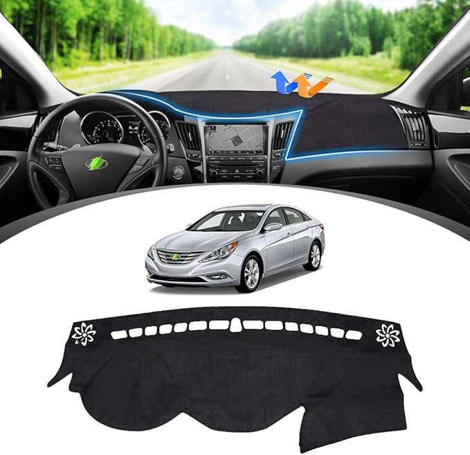 FIILINES Dash Cover for Hyundai Sonata 2011-2014, Dashboard Cover Sonata Accessories Suede Dash Cover Mat Sunshade Anti-Slip 