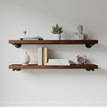 Industrial Pipe Wall Wood Shelves,Real Wooden Shelves 36" inch Long Walnut Color with 1.2 inches Thick Modern Floating Shevle