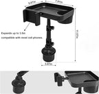 Adjustable Steering Wheel Food Tray with Cup Holder & Phone Mount, 360° Rotatable