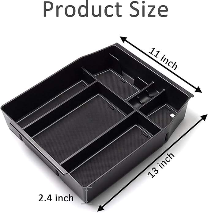 Center Console Organizer Tray for Ford F150 2021 2022 2023 2024 Accessories Interior Secondary Storage Armrest Box Insert Hidden Cubby Drawer (Full Console w/Bucket Seats ONLY) (Gray Trim)