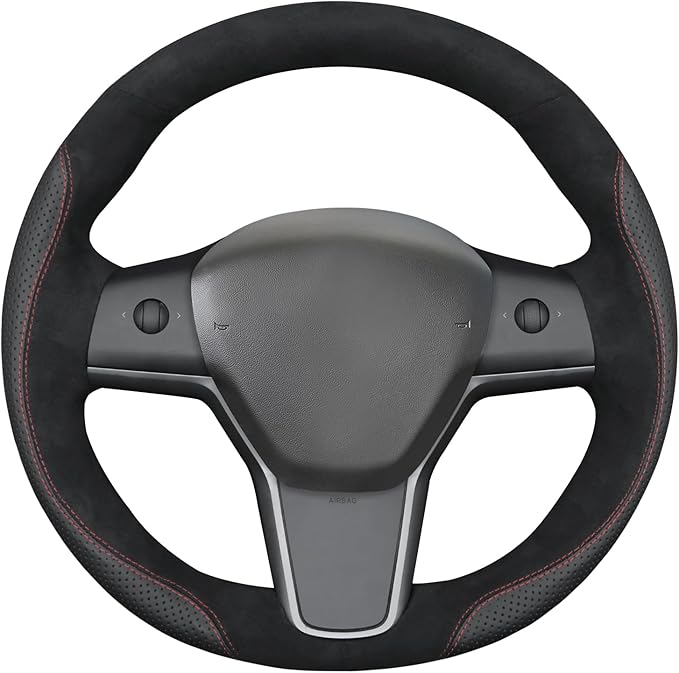 MEWANT Hand Stitched Steering Wheel Cover for Tesla Model 3 2017-2023 / Model Y 2020-2023 for Tesla Model 3/Y Accessories