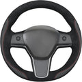 MEWANT Hand Stitched Steering Wheel Cover for Tesla Model 3 2017-2023 / Model Y 2020-2023 for Tesla Model 3/Y Accessories