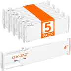Lifewit 4" Tall 5 Pack Drawer Dividers, 35-56.5cm/13.8-22.2" Expandable Drawer Divider for Clothes, Adjustable Dresser Drawer