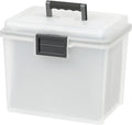 IRIS USA File Box WeatherPro Portable File Organizer Plastic File Box for Letter File w/ Organizer-Lid, Durable Lid and Seal 