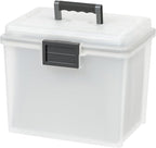 IRIS USA File Box WeatherPro Portable File Organizer Plastic File Box for Letter File w/ Organizer-Lid, Durable Lid and Seal 