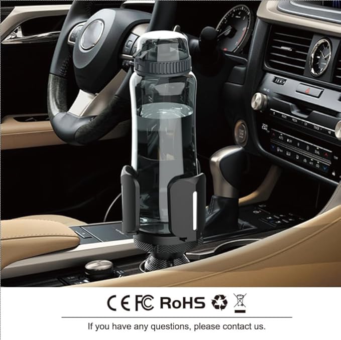 Car Cup Holder Expander, Cup Holder Extender Adapter with Expandable Arm and Offset Adjustable Base