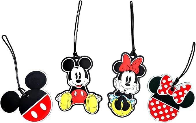 7STAR Mouse PVC Luggage ID Tag Set 4 Colorful Polka Dot Labels for Bags & Suitcases