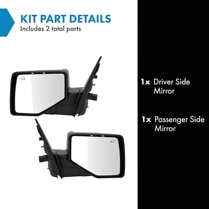 TRQ Driver and Passenger Side Mirror Assembly Set Power Heated Puddle Light Foldaway Paint to Match Compatible with 06-10 For