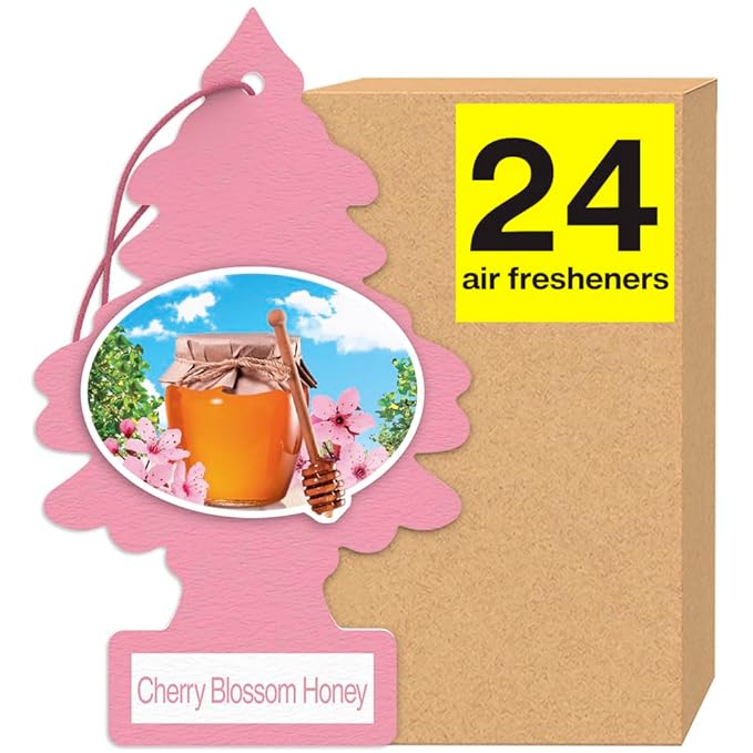 LITTLE TREES Car Air Freshener | Hanging Tree Provides Long Lasting Scent for Auto and Home | 24 Air Fresheners |Cherry Bloss
