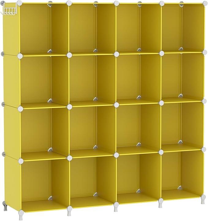 AWTATOS Cube Storage Organizer, Storage Cubes Shelves, 16 Cube Closet Organizers and Storage, DIY Stackable Bookshelf Plastic