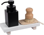 zoocatia Small Wood Tray Pedestal Stand Farmhouse Bathroom Decor Decorative Wooden Riser Kitchen Soap Dish Holder for Vanity,