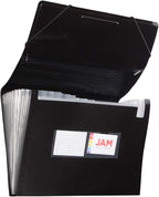 JAM PAPER Accordion Folders - 13 Pocket Plastic Expanding File - Legal Size - 10 x 15 - Black - Sold Individually