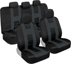 BDK carXS Charcoal Gray Two-Tone Car Seat Covers with Matching Back Seat Cover, Made to Fit Most Auto Truck Van SUV, Interior
