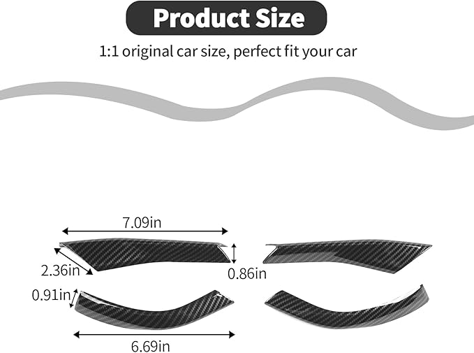 Carbon Fiber Rearview Side Mirror Decoration Trim Cover Compatible with Mustang IExterior Accessories 2024 2025(Carbon Fiber Black)