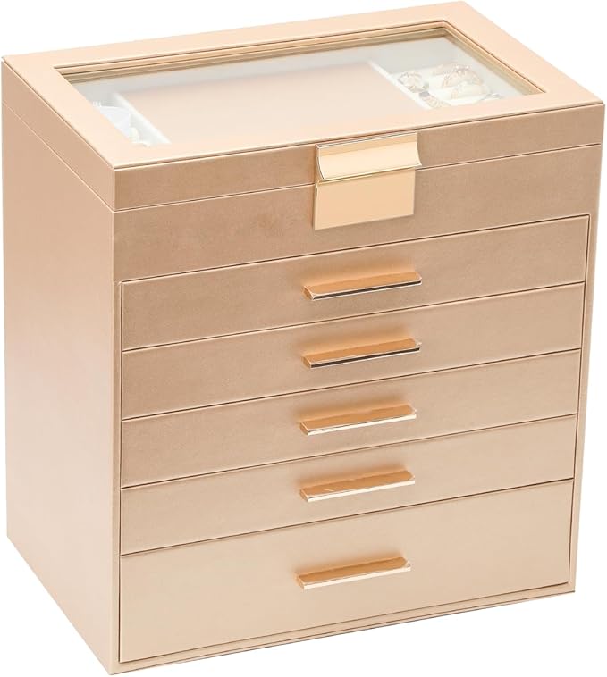 BOOVO Jewelry Boxes for Women, White and Black 6 Layer Large Jewelry Box for Necklace, Bracelet, Earrings, Rings Storage, Jew