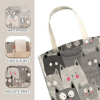 Cute Car Trash Bag, Hanging Car Organizer and Storage Bag, Trash Bin for Vehicle, Travelling, Camping - Cute Grey Cats