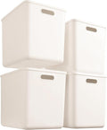 4 pack large plastic White storage bins Baskets, Toy Box Chest with Lids and Handle，Organizer Containers for Baby，Kids,snacks