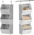 Hanging Closet Organizer 3 Shelf Collapsible Bedroom Closet Organizers and Storage Hanging with Mesh Pockets for Clothes, Fab