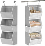 Hanging Closet Organizer 3 Shelf Collapsible Bedroom Closet Organizers and Storage Hanging with Mesh Pockets for Clothes, Fab