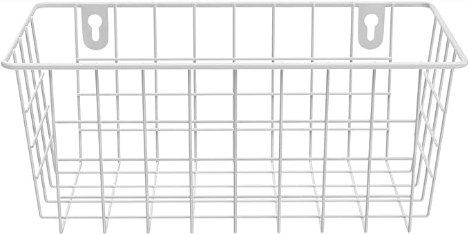MaraFansie Hanging Kitchen Baskets Wire Storage Basket Adhesive and Screws Basket Over the Cabinet Door Organizer with Adhesi