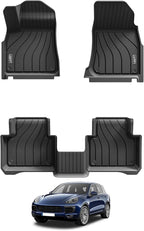 LASFIT Floor Mats for Porsche Cayenne 2019-2026 All Weather Floor Liner TPE Custom Fit 1st & 2nd Row Rubber Car Mats for Porsche Cayenne Automotive Accessories, Black, Easy to Clean