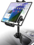 Cup Holder Tablet Mount for Car [Anti-Shake Metal Arm] Heavy Duty iPad Cup Holder Mount for Truck, Tesla, Vehicle, for iPad Pro 12.9 Air Mini Galaxy Z Fold iPhone, 4-13'' Cell Phone Tablets