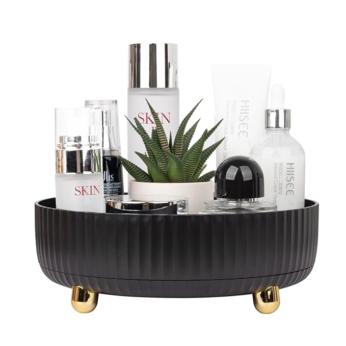Anyoifax Makeup Perfume Organizer Tray 360 Degree Rotating Lazy Susan Skincare Lotion Organizer Spinning Cosmetics Storage fo