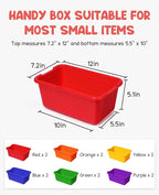 GAMENOTE 6 Quart Storage Bins with Lids,12 Pack Rainbow Plastic Latching Box for Classroom&Kids Toy Storage Opaque Stackable 
