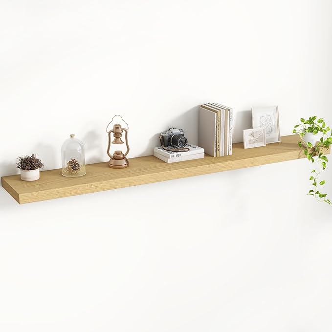 55 Inch Floating Shelves, 8 Inch Deep Floating Shelves for Wall, Hanging Shelf with Invisible Brackets, Deep Shelves for Bath