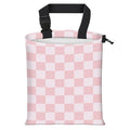Car Trash Bag Large Hanging Can for Back of Seat, Cute Waterproof Car Garbage Bag for Vehicle, Travelling, Outdoor Pink White Checkerboard