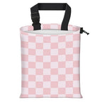 Car Trash Bag Large Hanging Can for Back of Seat, Cute Waterproof Car Garbage Bag for Vehicle, Travelling, Outdoor Pink White Checkerboard