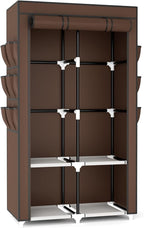 VTRIN Portable Closet Wardrobe for Hanging Clothes with 4 Storage Shelves, 2 Hanging Rods and 6 Pockets, Stable and Easy Asse