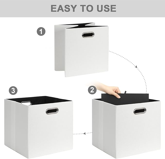 Posprica 11x11 Storage Cubes, Collapsible Storage Bins with Dual Handles, Fabric Foldable Storage Boxes Basket for Closet She
