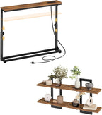 HOOBRO Floating Shelves and Console Table Bundle, 15 Inch Wall Shelf Set of 2, Narrow Entryway Table with Adjustable Height (