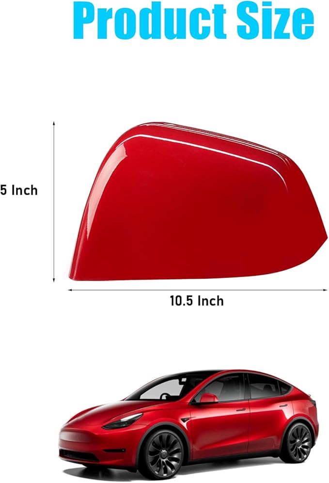 Jaronx Compatible with Tesla Model Y Side Mirror Cover Replacement 2020 2021 2022 2023 2024, Left Driver Side Door Wing Red Rearview Mirror Cover Cap for Tesla Model Y Accessories