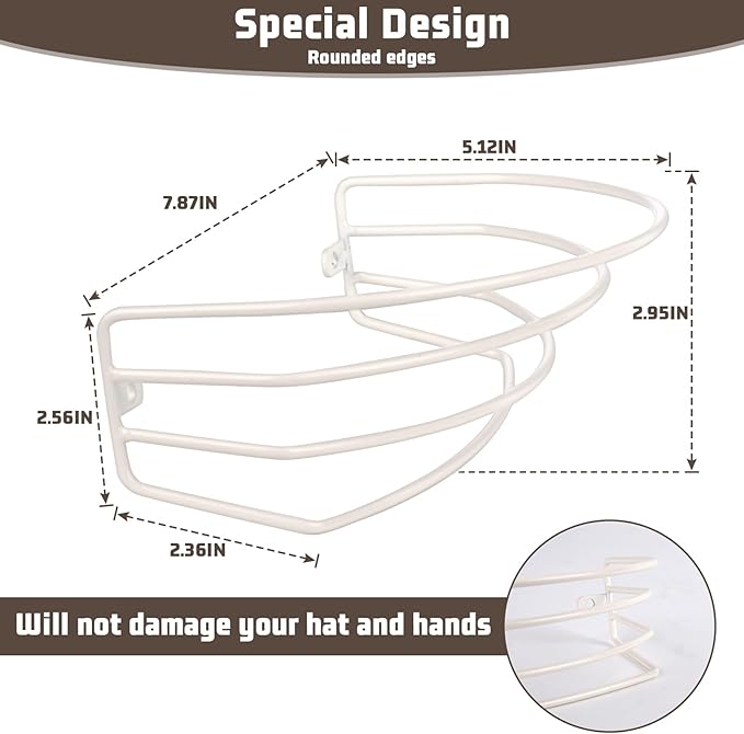 Fikoksol Hat Organizer for Baseball Caps, 2-Pack Beige White Metal Hat Rack for Wall Door, Adhesive/Wall Mounted Hat Storage 