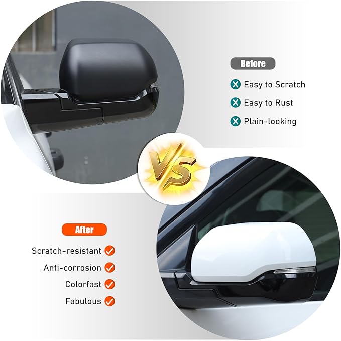 2PCS Side Door Mirror Cover for Toyota Tundra 2022-2025/ Sequoia 2023-2025, Car Exteror Rear View Mirror Housing Protector Cover Cap (Only for versions with turn signals) (White)